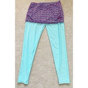 Coolibar Girls UV Swim Skirted Leggings UPF 50+ Size L 14/16 Aztec Wave Green
